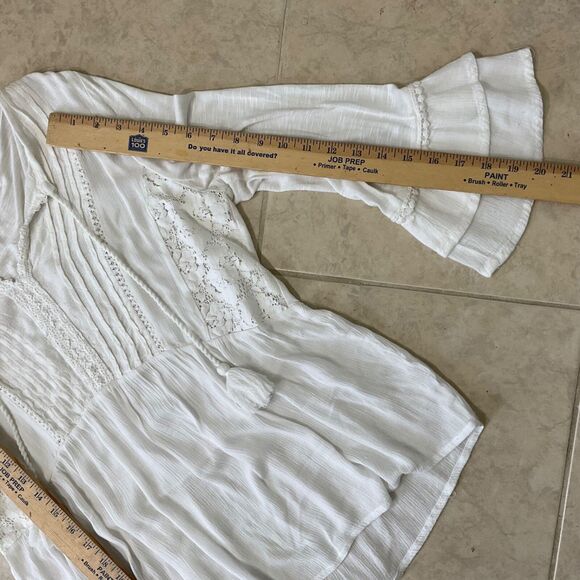 Vintage America Boho Cottage Milkmaid size M Blouse Babydoll Bell Sleeve Y2K - Picture 7 of 8